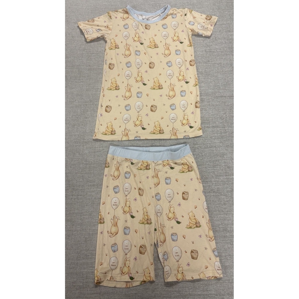 The Sleepy Sloth Yellow Winnie The Pooh Bamboo Pajama 2 Piece Set Size 7/8 Youth